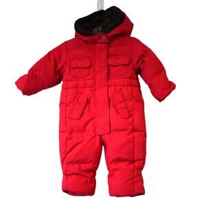 Baby Gap Pink Fleece Snowsuit Size 0-6 Months Hood Buttons Outdoor